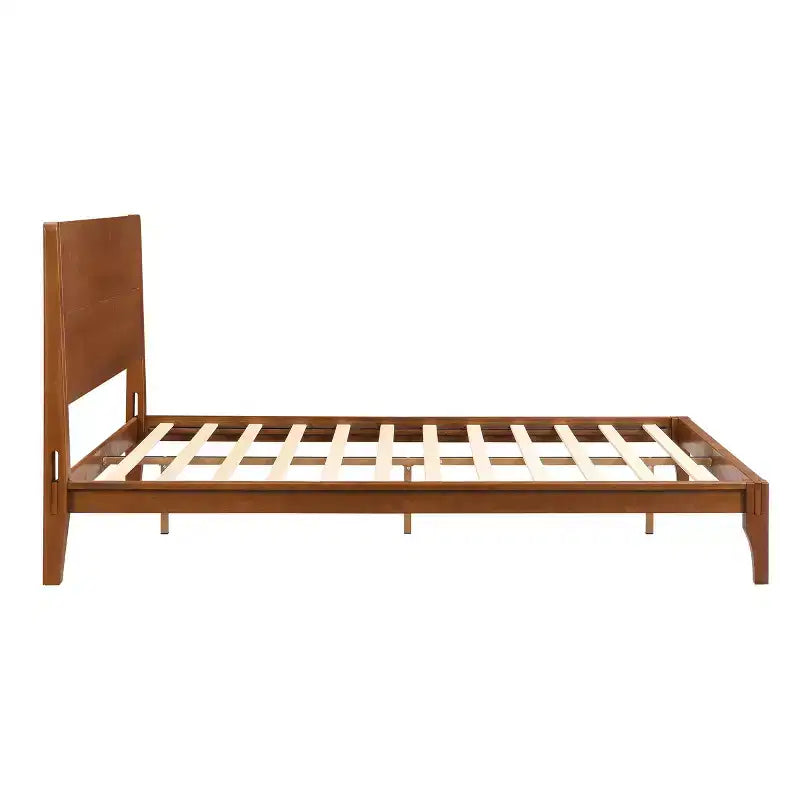 GDFStudio Julia 12 Inch Mid-Century Modern Bamboo Platform Bed with Wood Slat Metal Support