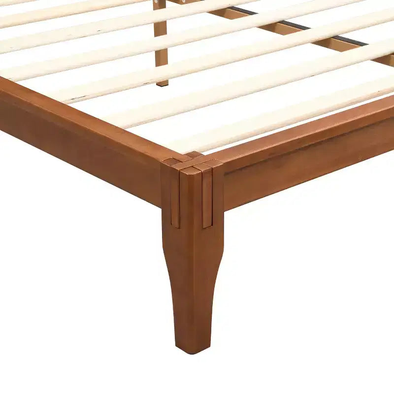 GDFStudio Julia 12 Inch Mid-Century Modern Bamboo Platform Bed with Wood Slat Metal Support