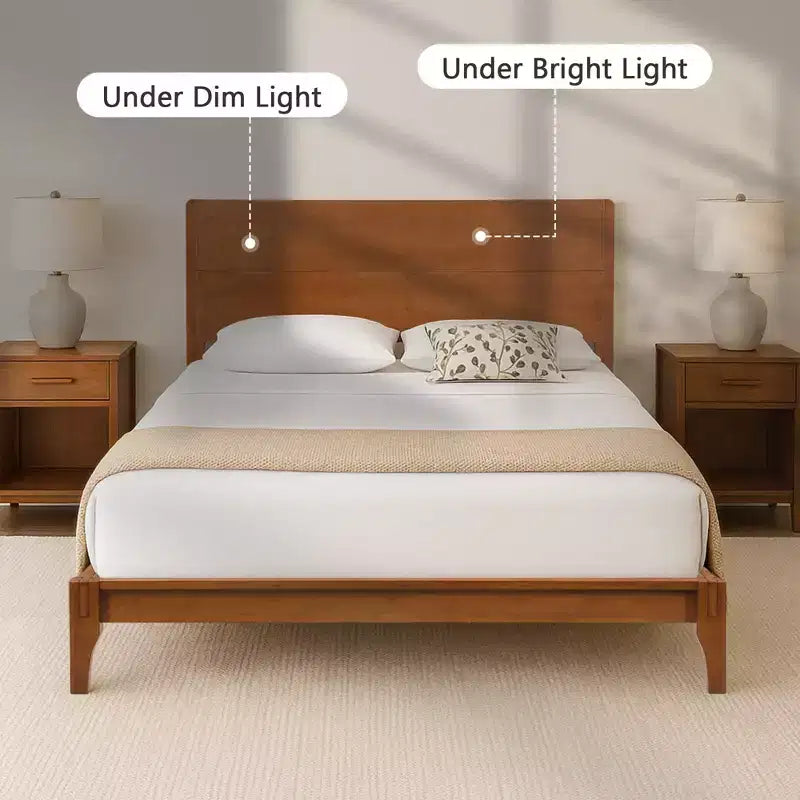 GDFStudio Julia 12 Inch Mid-Century Modern Bamboo Platform Bed with Wood Slat Metal Support
