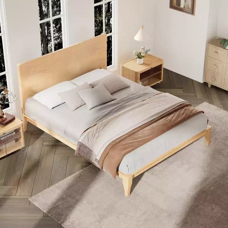 GDFStudio Julia 12 Inch Mid-Century Modern Bamboo Platform Bed with Wood Slat Metal Support