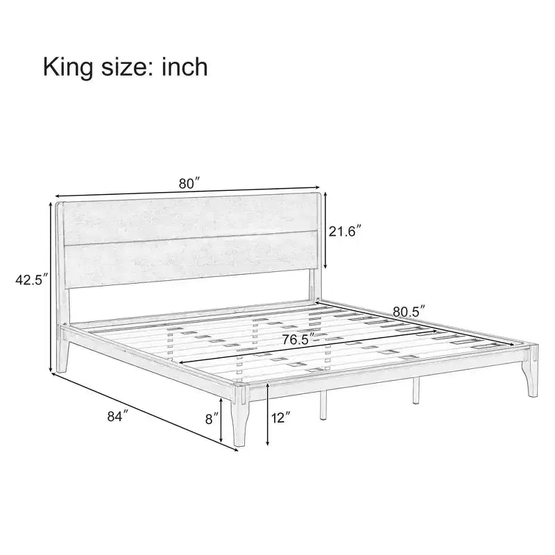 GDFStudio Julia 12 Inch Mid-Century Modern Bamboo Platform Bed with Wood Slat Metal Support