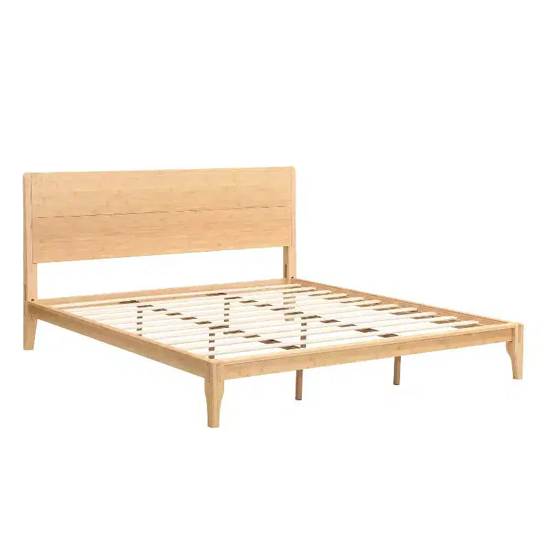 GDFStudio Julia 12 Inch Mid-Century Modern Bamboo Platform Bed with Wood Slat Metal Support
