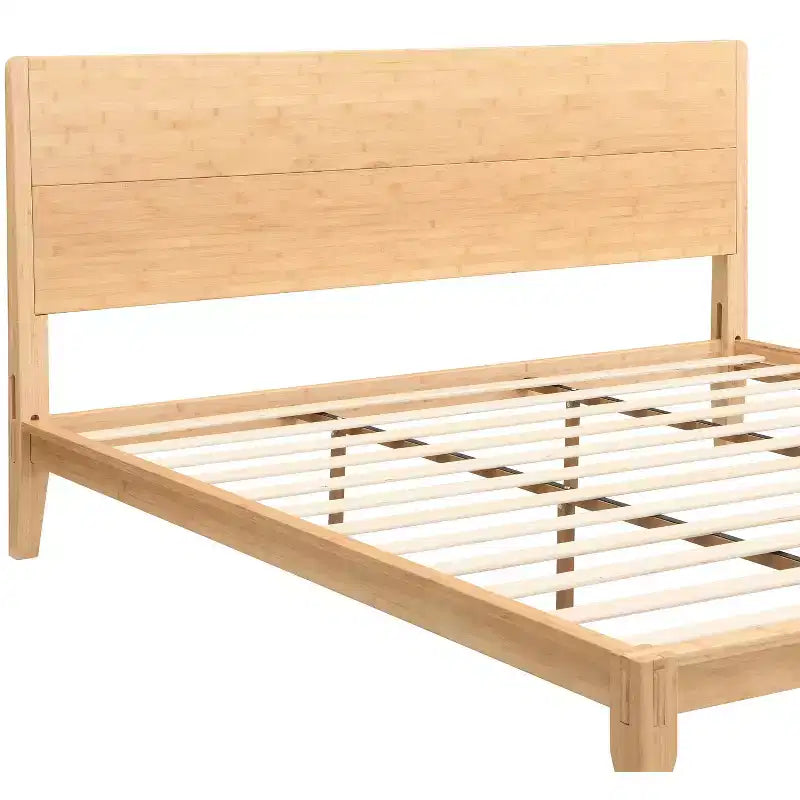 GDFStudio Julia 12 Inch Mid-Century Modern Bamboo Platform Bed with Wood Slat Metal Support
