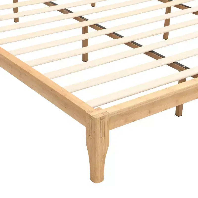 GDFStudio Julia 12 Inch Mid-Century Modern Bamboo Platform Bed with Wood Slat Metal Support