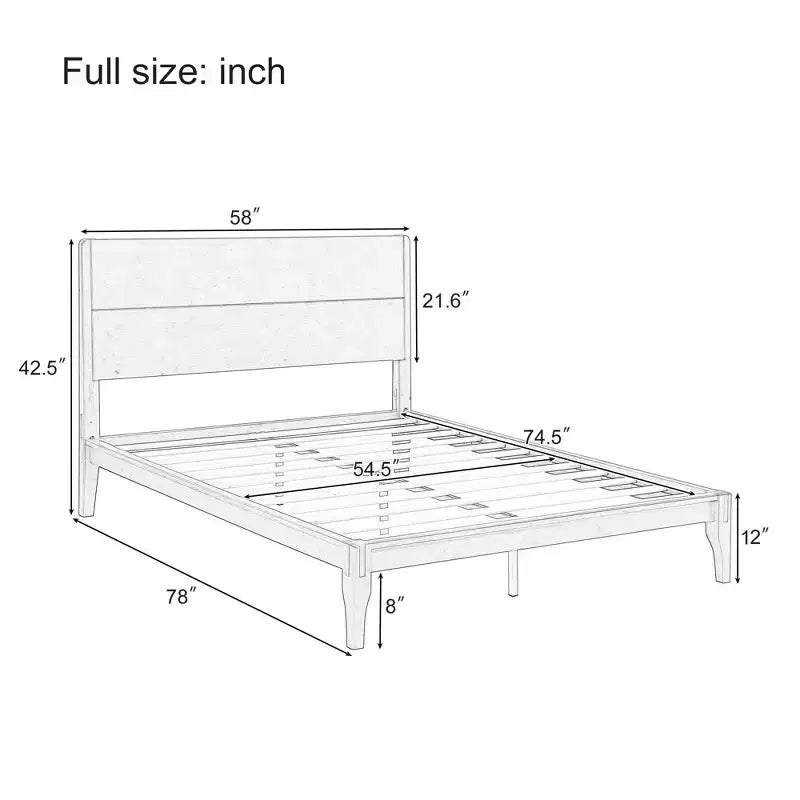 GDFStudio Julia 12 Inch Mid-Century Modern Bamboo Platform Bed with Wood Slat Metal Support