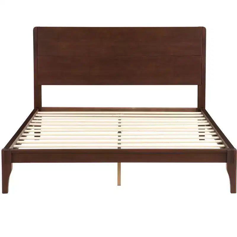 GDFStudio Julia 12 Inch Mid-Century Modern Bamboo Platform Bed with Wood Slat Metal Support