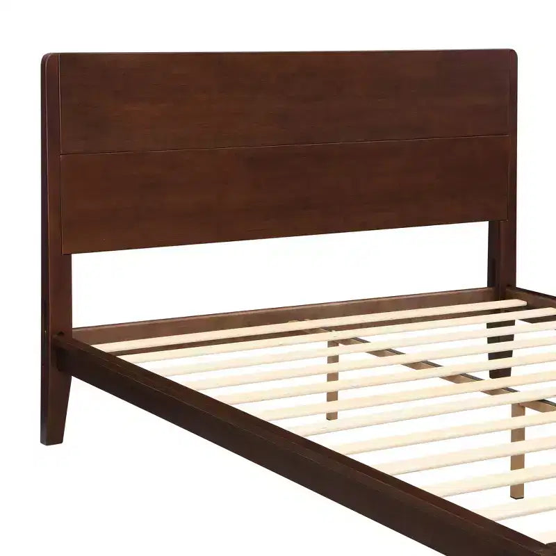 GDFStudio Julia 12 Inch Mid-Century Modern Bamboo Platform Bed with Wood Slat Metal Support