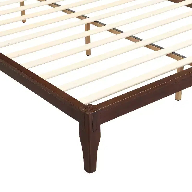 GDFStudio Julia 12 Inch Mid-Century Modern Bamboo Platform Bed with Wood Slat Metal Support