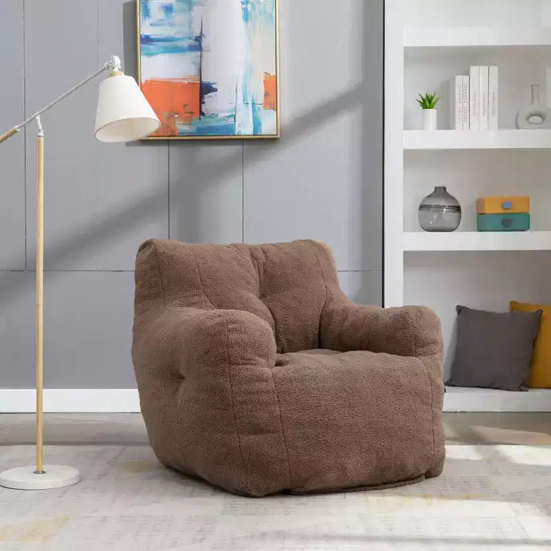 Bean Bag Chair Velvet Fabric Tufted Soft Stuffed with Memory Foam Filler Fluffy and Lazy Sofa Lounger Giant Chair for Bedroom Living Room