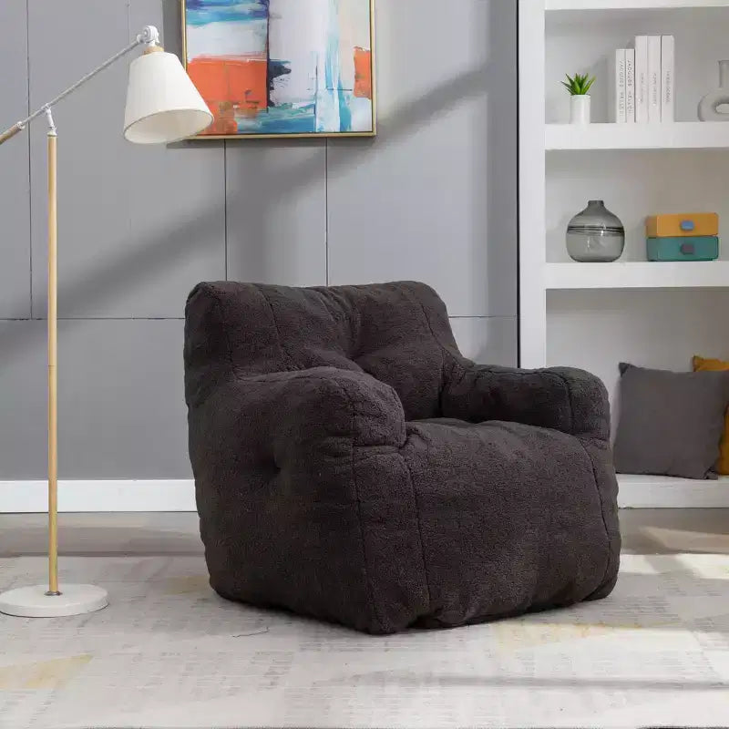 Bean Bag Chair Velvet Fabric Tufted Soft Stuffed with Memory Foam Filler Fluffy and Lazy Sofa Lounger Giant Chair for Bedroom Living Room