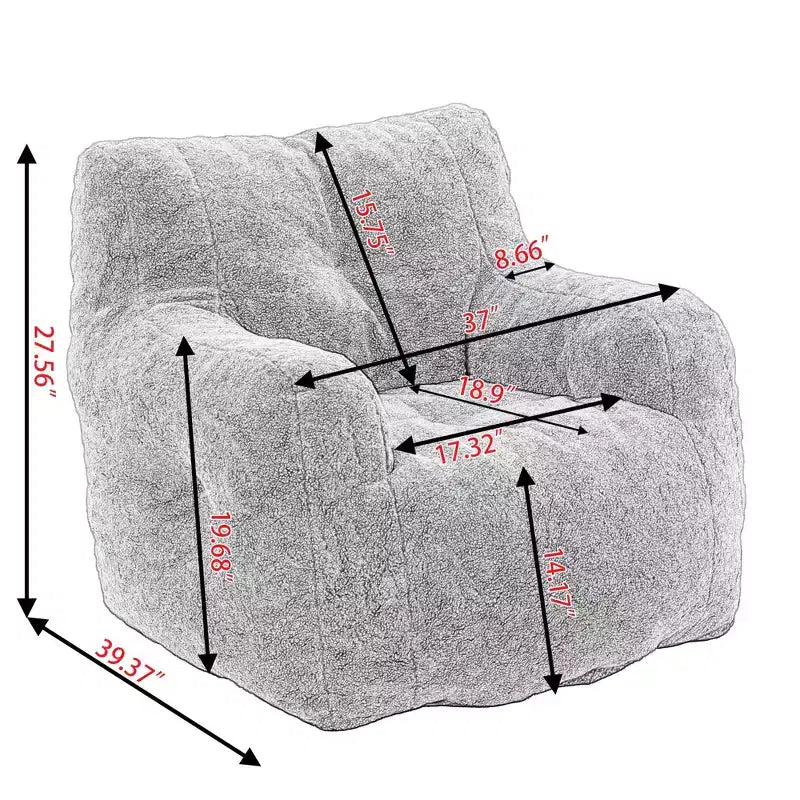 Bean Bag Chair Velvet Fabric Tufted Soft Stuffed with Memory Foam Filler Fluffy and Lazy Sofa Lounger Giant Chair for Bedroom Living Room