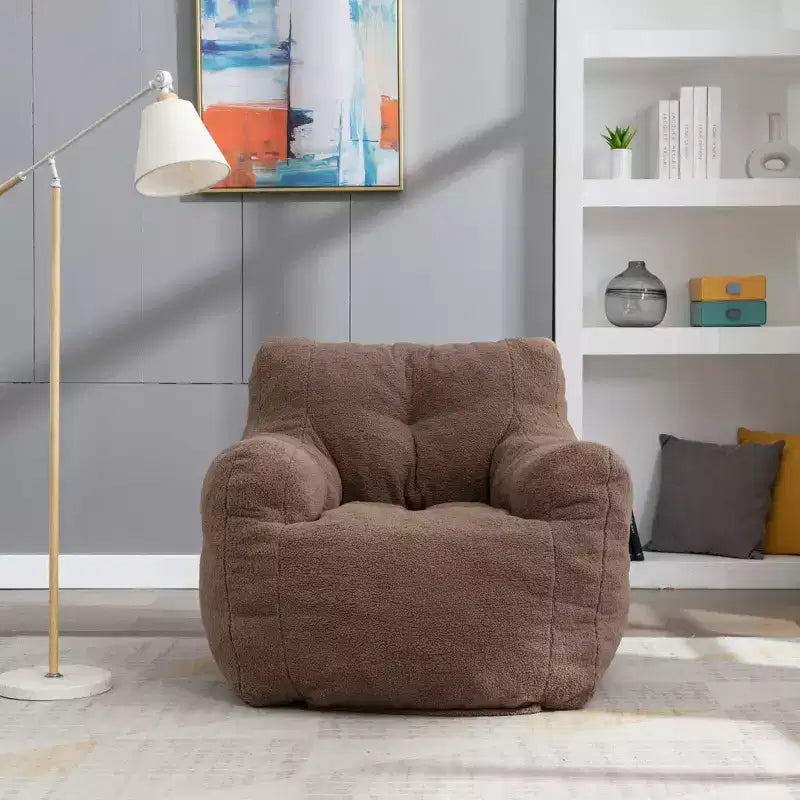 Bean Bag Chair Velvet Fabric Tufted Soft Stuffed with Memory Foam Filler Fluffy and Lazy Sofa Lounger Giant Chair for Bedroom Living Room