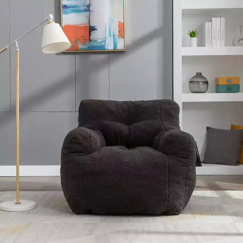 Bean Bag Chair Velvet Fabric Tufted Soft Stuffed with Memory Foam Filler Fluffy and Lazy Sofa Lounger Giant Chair for Bedroom Living Room