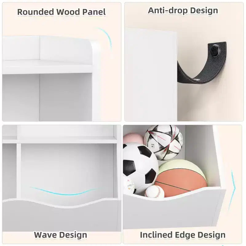 COZONY Set of 2 Kids Bookshelf and Toy Storage Unit, 3-Tier Wooden Freestanding Bookcase with 7 Compartments for Bedroom, Playroom, Nursery