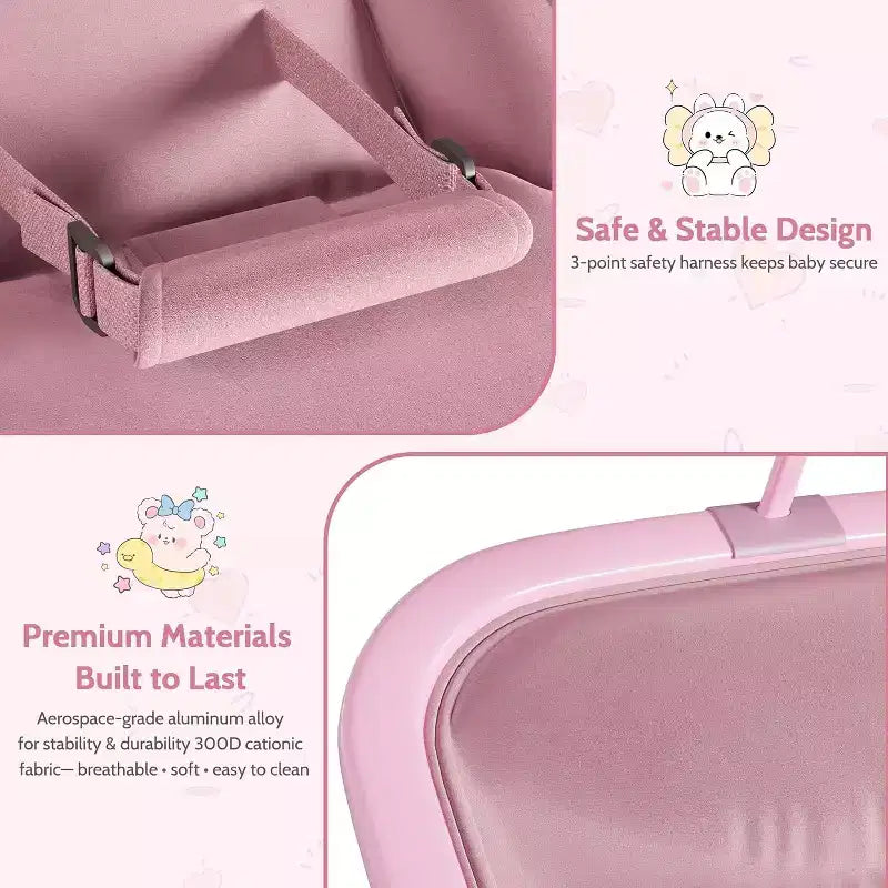 Baby Rocking Bassinet Infant Swing with Safety Harness & Hanging Toys, Black Soft Padded Newborn Lounger for Babies & Toddlers