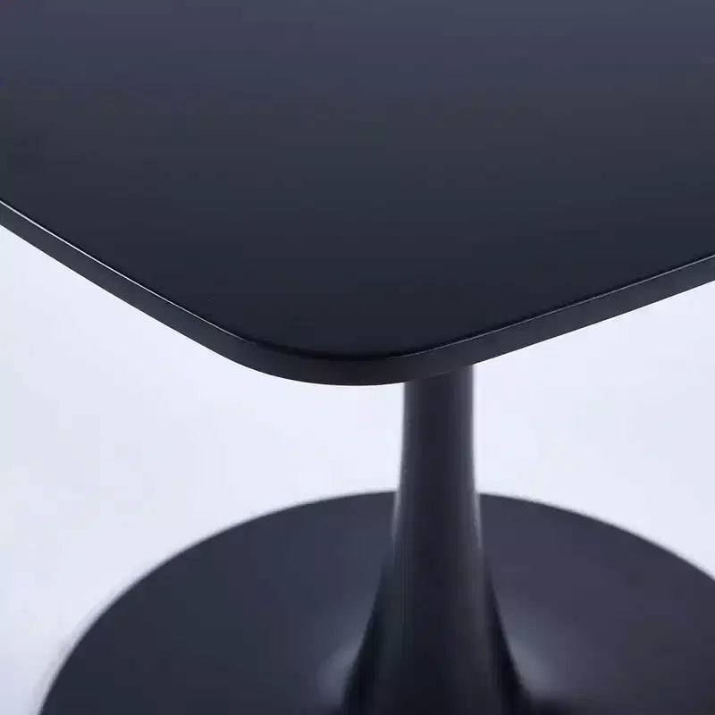 31.5 Inch Black Square Tulip Dining Table, Mid Century Modern Small Space Kitchen Table with Metal Pedestal Base