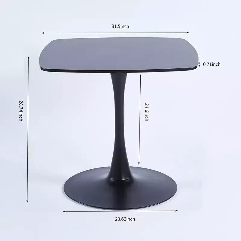 31.5 Inch Black Square Tulip Dining Table, Mid Century Modern Small Space Kitchen Table with Metal Pedestal Base