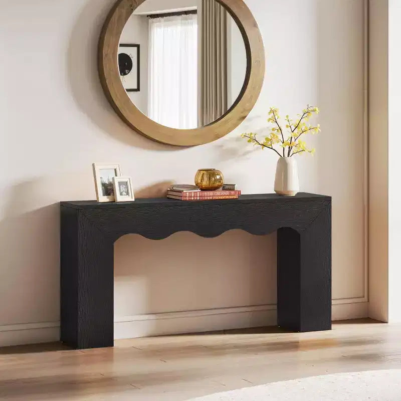 Lantine 63-Inch Solid Wood Console Table, Farmhouse Sofa Table Behind Couch for Entryway, Living Room, and Foyer, Easy Assembly