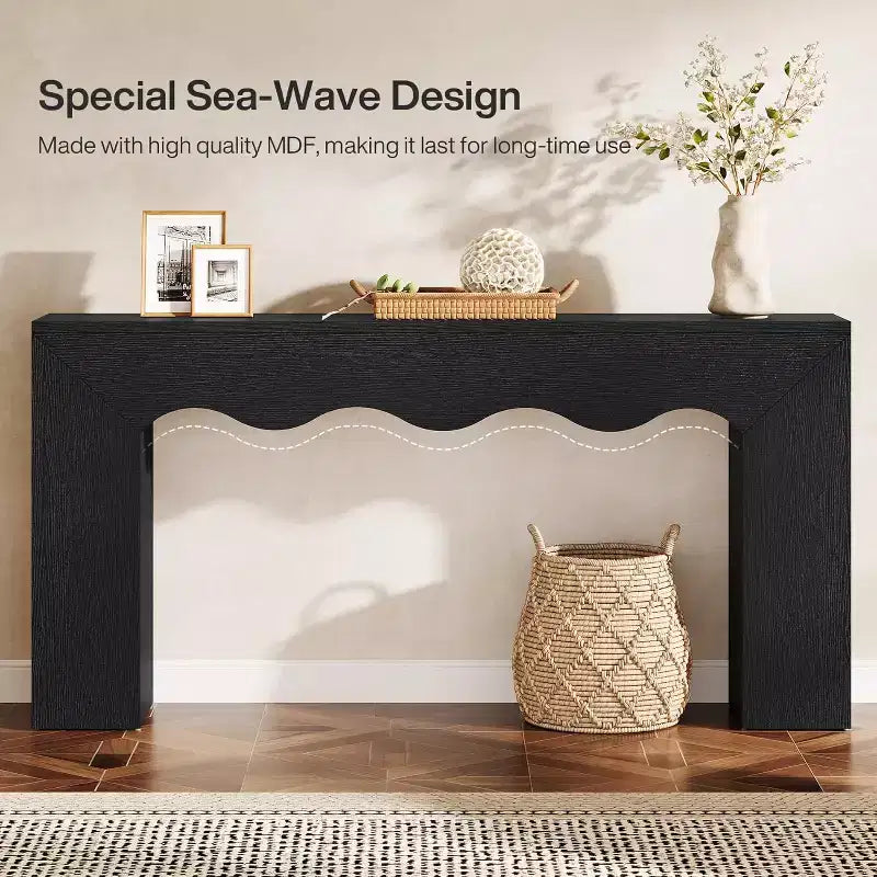 Lantine 63-Inch Solid Wood Console Table, Farmhouse Sofa Table Behind Couch for Entryway, Living Room, and Foyer, Easy Assembly