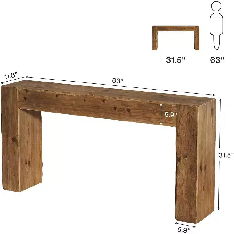 Lantine 63-Inch Solid Wood Console Table, Farmhouse Sofa Table Behind Couch for Entryway, Living Room, and Foyer, Easy Assembly