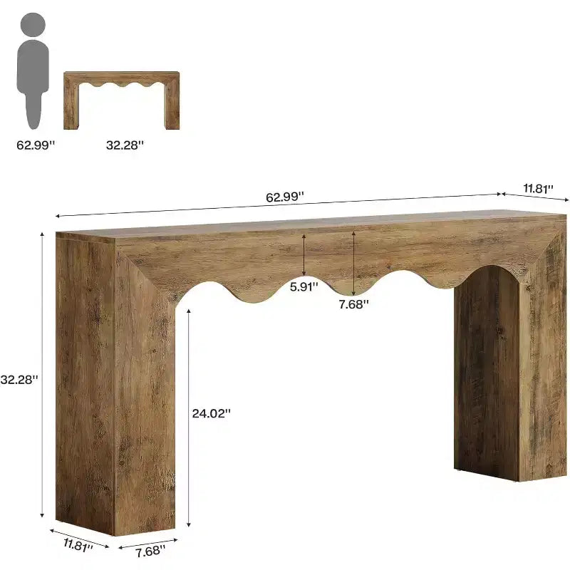 Lantine 63-Inch Solid Wood Console Table, Farmhouse Sofa Table Behind Couch for Entryway, Living Room, and Foyer, Easy Assembly