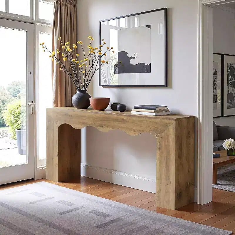 Lantine 63-Inch Solid Wood Console Table, Farmhouse Sofa Table Behind Couch for Entryway, Living Room, and Foyer, Easy Assembly