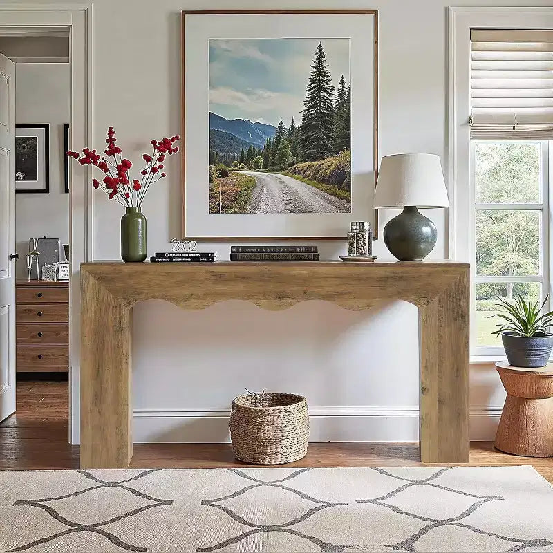 Lantine 63-Inch Solid Wood Console Table, Farmhouse Sofa Table Behind Couch for Entryway, Living Room, and Foyer, Easy Assembly