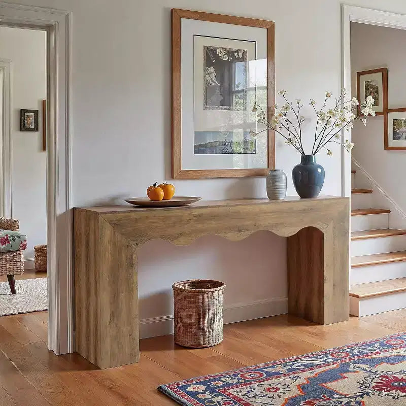 Lantine 63-Inch Solid Wood Console Table, Farmhouse Sofa Table Behind Couch for Entryway, Living Room, and Foyer, Easy Assembly
