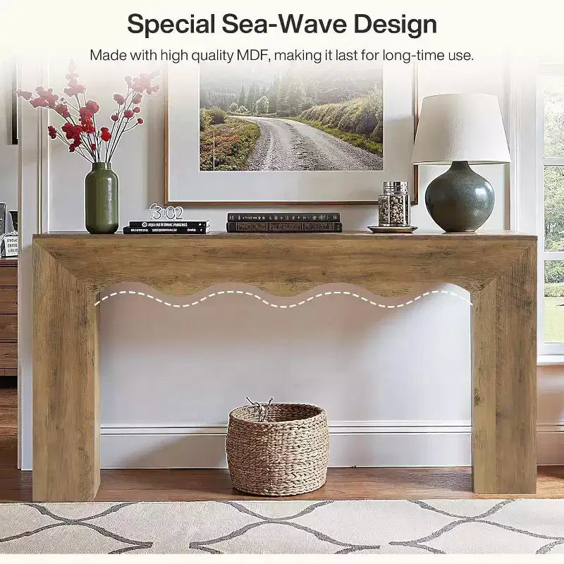 Lantine 63-Inch Solid Wood Console Table, Farmhouse Sofa Table Behind Couch for Entryway, Living Room, and Foyer, Easy Assembly
