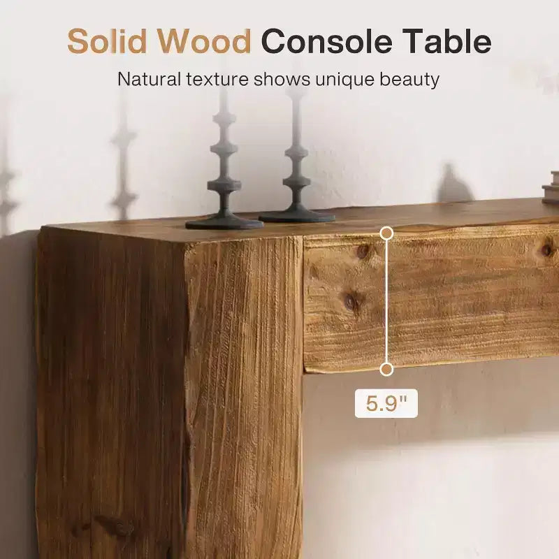 Lantine 63-Inch Solid Wood Console Table, Farmhouse Sofa Table Behind Couch for Entryway, Living Room, and Foyer, Easy Assembly