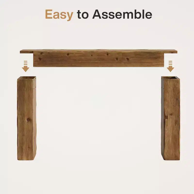 Lantine 63-Inch Solid Wood Console Table, Farmhouse Sofa Table Behind Couch for Entryway, Living Room, and Foyer, Easy Assembly