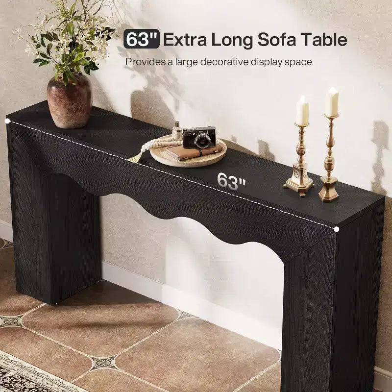 Lantine 63-Inch Solid Wood Console Table, Farmhouse Sofa Table Behind Couch for Entryway, Living Room, and Foyer, Easy Assembly