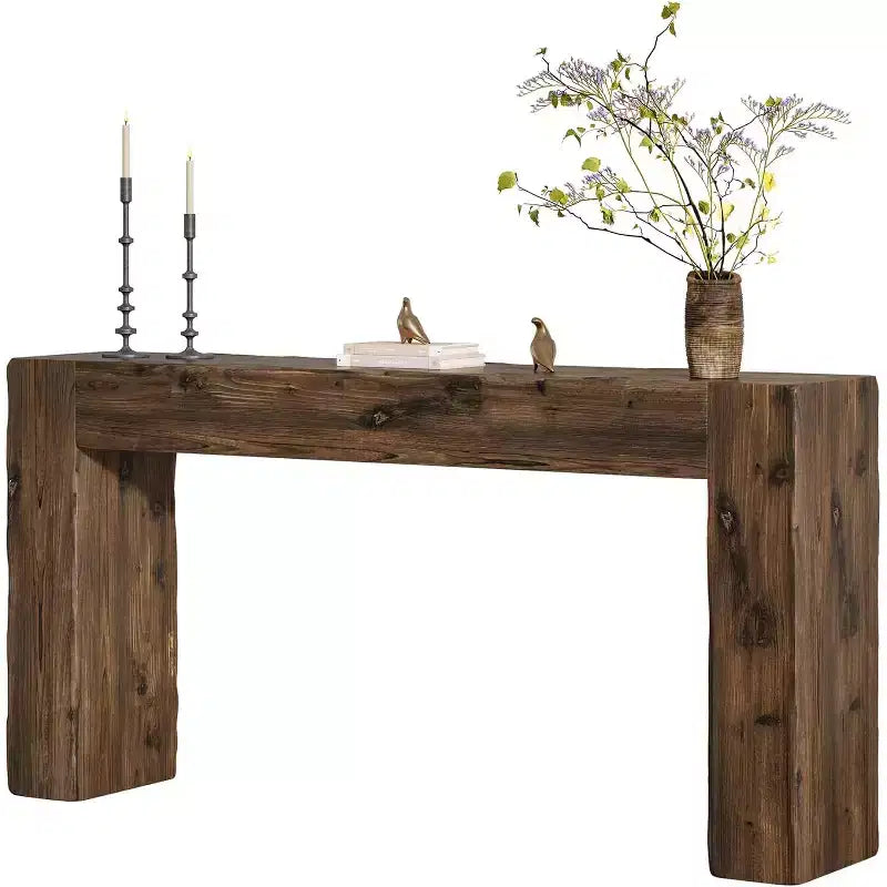 Lantine 63-Inch Solid Wood Console Table, Farmhouse Sofa Table Behind Couch for Entryway, Living Room, and Foyer, Easy Assembly