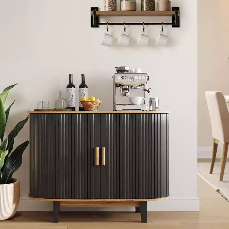 40'' Fluted Sideboard Buffer Cabinet, Storage Cabinet with Sliding Door & Adjustable Shelf, for Living&Dining Room Kitchen Hallway
