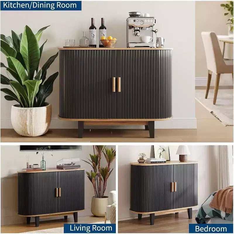 40'' Fluted Sideboard Buffer Cabinet, Storage Cabinet with Sliding Door & Adjustable Shelf, for Living&Dining Room Kitchen Hallway