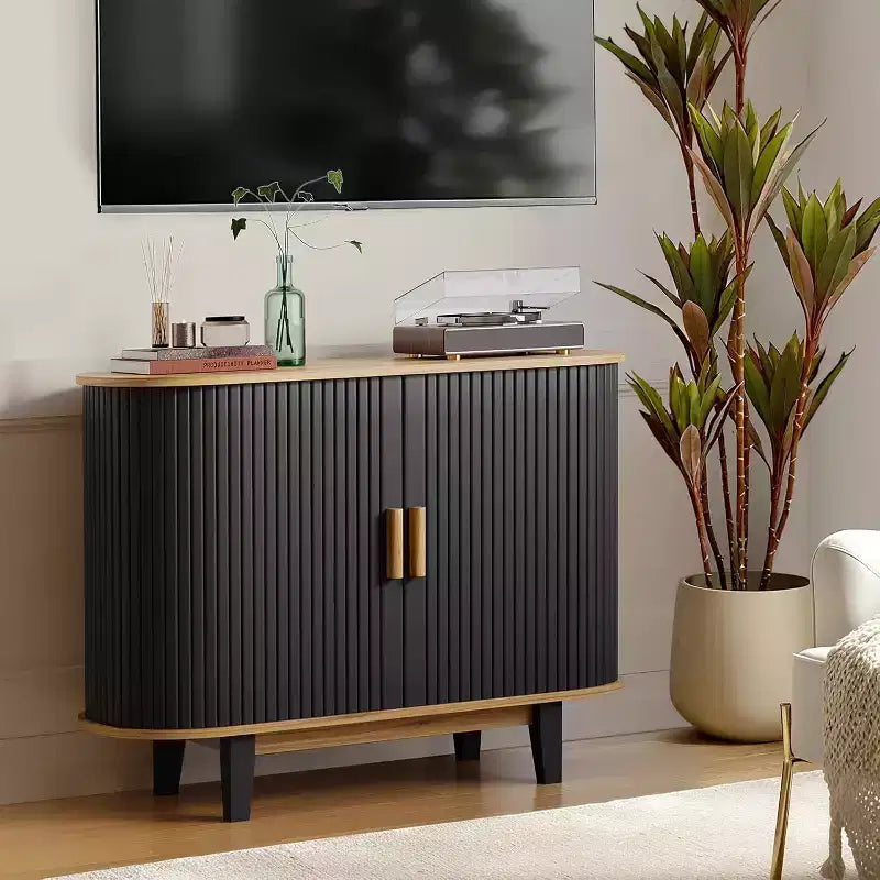 40'' Fluted Sideboard Buffer Cabinet, Storage Cabinet with Sliding Door & Adjustable Shelf, for Living&Dining Room Kitchen Hallway