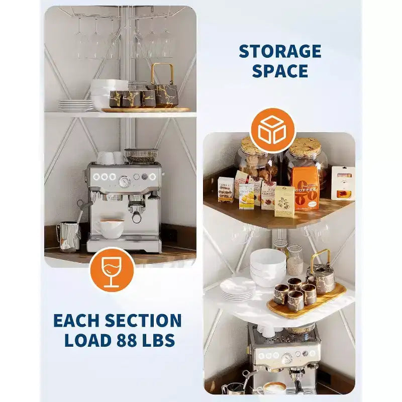 4-Tier Foldable Corner Wine Rack Cabinet, MDF & Metal Wine Storage Cabinet for, Compact Freestanding Wine Organizer