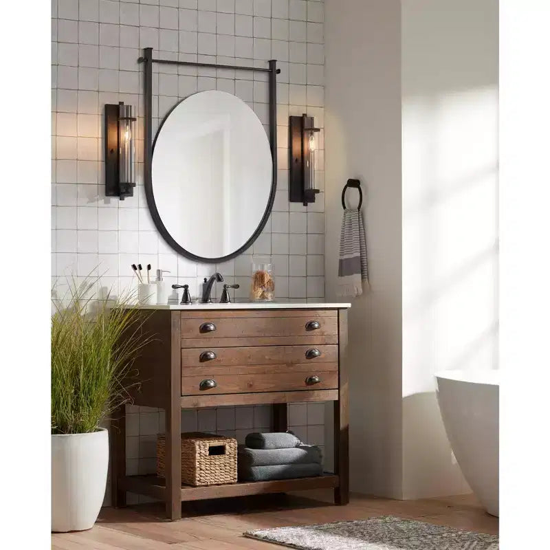 Uttermost Nassau 30x33 Black Round Wall Mirror
