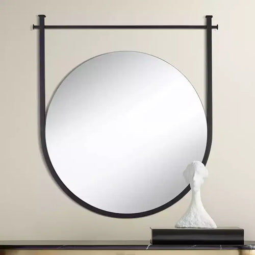 Uttermost Nassau 30x33 Black Round Wall Mirror