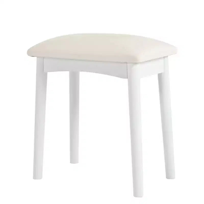 Whisen Corner Makeup Vanity Desk, Modern Vanity Set, Dressing Table with Mirror, Stool and Large Storage - White