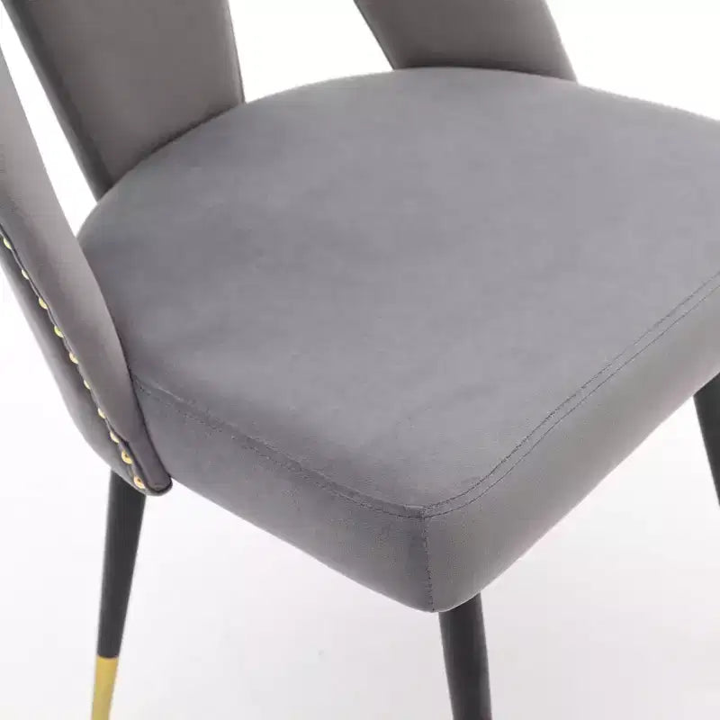 TUYOHW Curved & Open Backrest Dining Chairs with Nailheads,2 PCS Velvet Kitchen Chairs with Metal Legs,Modern Dining Room Chairs for Living Room