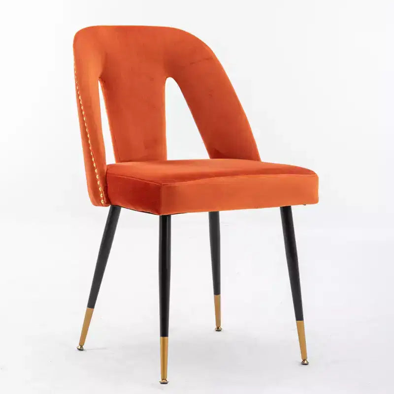 TUYOHW Curved & Open Backrest Dining Chairs with Nailheads,2 PCS Velvet Kitchen Chairs with Metal Legs,Modern Dining Room Chairs for Living Room