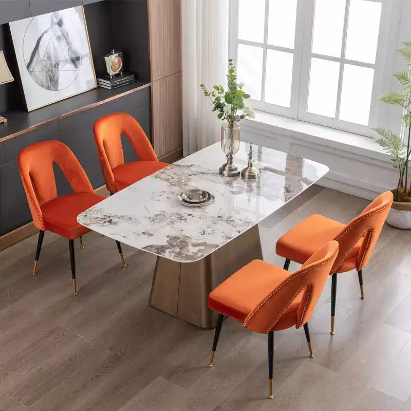 TUYOHW Curved & Open Backrest Dining Chairs with Nailheads,2 PCS Velvet Kitchen Chairs with Metal Legs,Modern Dining Room Chairs for Living Room