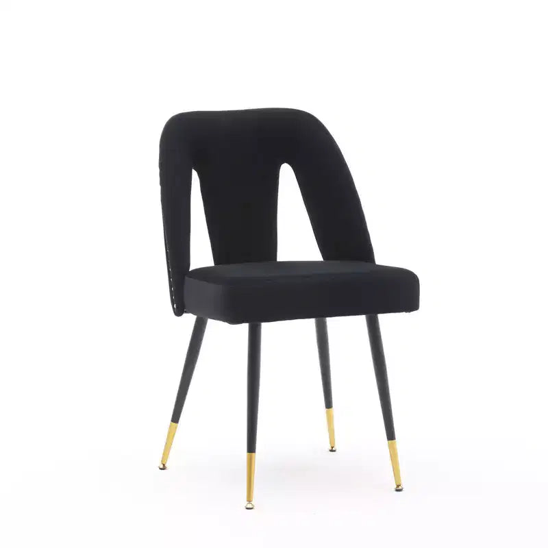 TUYOHW Curved & Open Backrest Dining Chairs with Nailheads,2 PCS Velvet Kitchen Chairs with Metal Legs,Modern Dining Room Chairs for Living Room