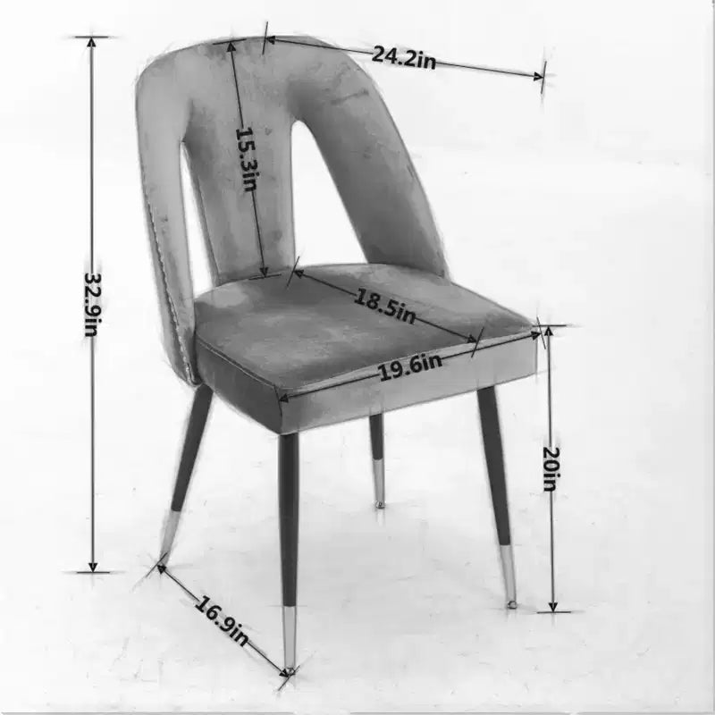 TUYOHW Curved & Open Backrest Dining Chairs with Nailheads,2 PCS Velvet Kitchen Chairs with Metal Legs,Modern Dining Room Chairs for Living Room