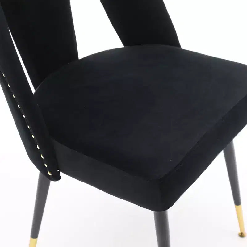 TUYOHW Curved & Open Backrest Dining Chairs with Nailheads,2 PCS Velvet Kitchen Chairs with Metal Legs,Modern Dining Room Chairs for Living Room