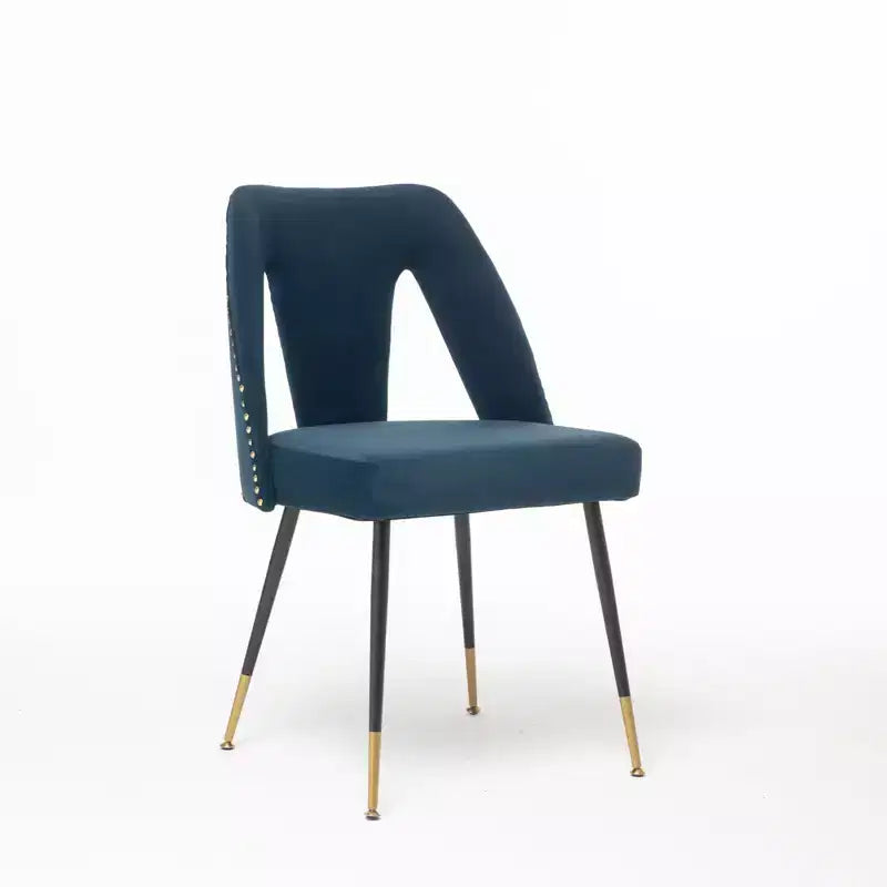 TUYOHW Curved & Open Backrest Dining Chairs with Nailheads,2 PCS Velvet Kitchen Chairs with Metal Legs,Modern Dining Room Chairs for Living Room