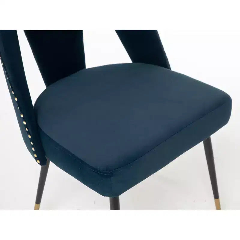 TUYOHW Curved & Open Backrest Dining Chairs with Nailheads,2 PCS Velvet Kitchen Chairs with Metal Legs,Modern Dining Room Chairs for Living Room