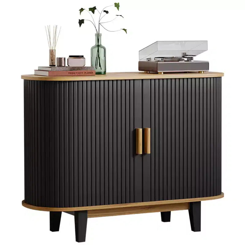 40'' Fluted Sideboard Buffer Cabinet, Storage Cabinet with Sliding Door & Adjustable Shelf, for Living&Dining Room Kitchen Hallway