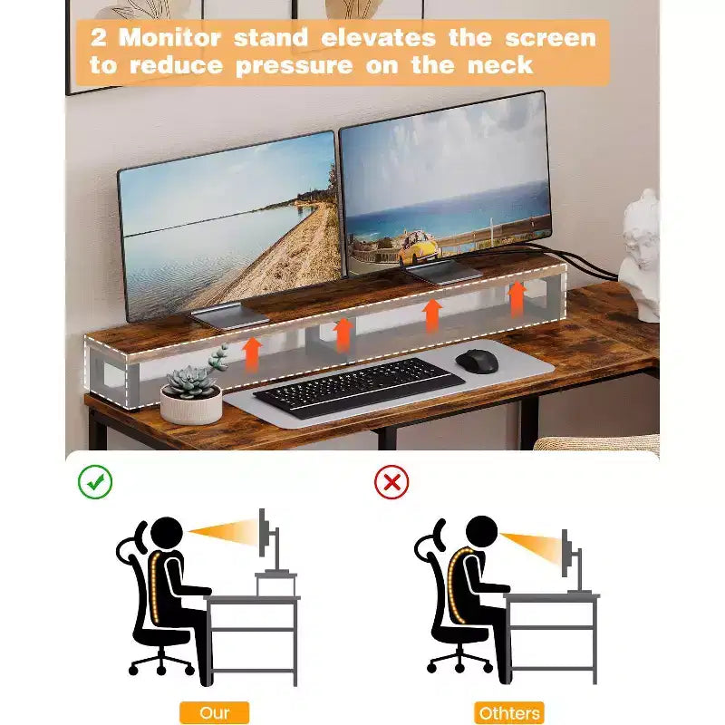 COZONY 67 Inch L Shaped Computer Desk, Power Outlets 2 Monitor Stands Adjustable Storage Shelf Multiple File Drawers Reversible Gaming Home Office